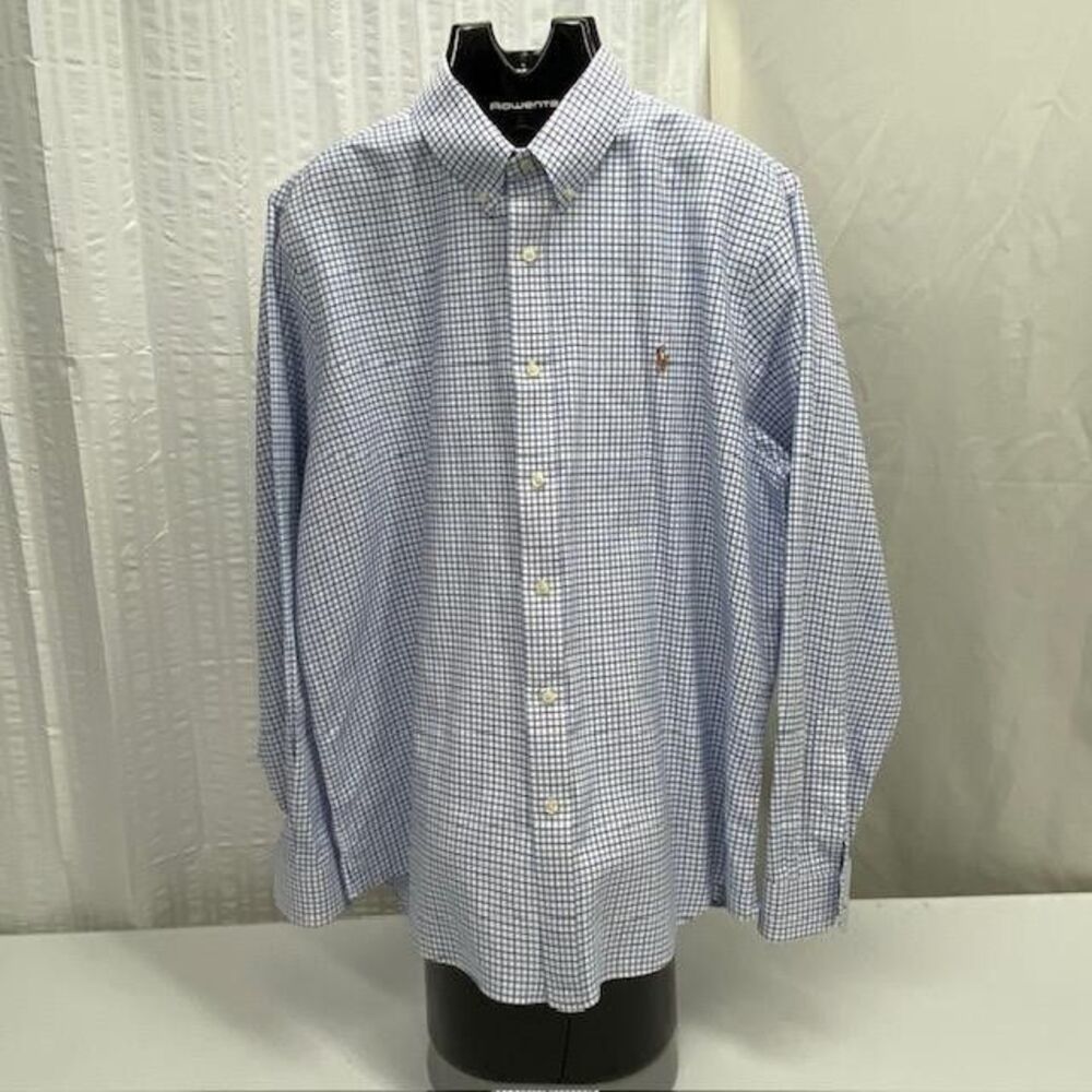 Polo Ralph Lauren Shirt Mens XXL Classic Fit Blue White Check Cotton Pony(393-4)
